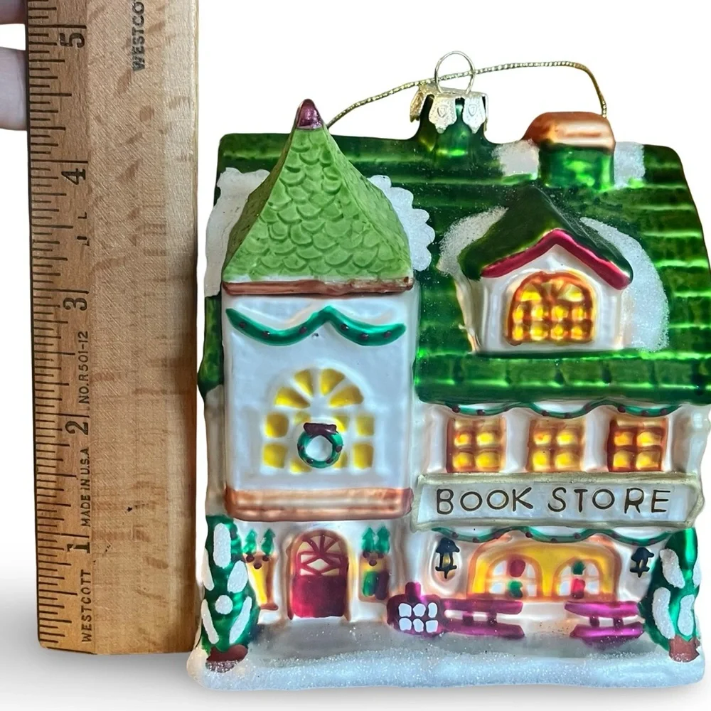 Northlight Glittered Bookstore Glass Ornament